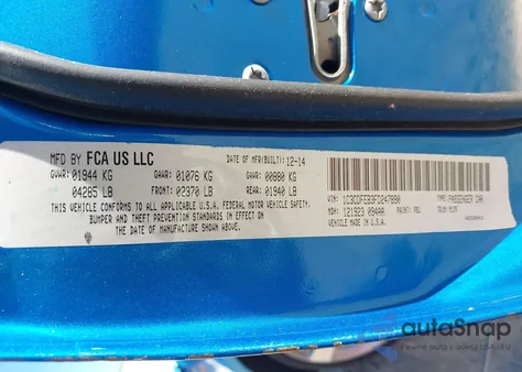 2015 Dodge Dart Gt z USA, uszkodzony, nr VIN 1C3CDFEB3FD247890